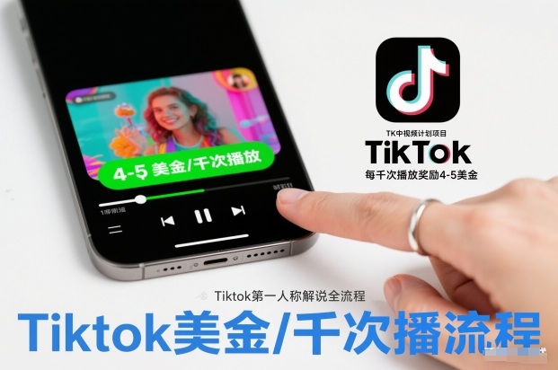 TK中视频计划项目，Tiktok第一人称解说流程，每干次播放奖励4-5美金-LH资源分享网