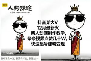 抖音某大V12月最新火柴人动画制作教学，条条视频点赞几十W，快速起号涨粉变现-LH资源分享网