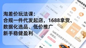 淘差价玩法课：合规一件代发起店，1688拿货、数据化选品、低价推广，新手稳健盈利(更新12月-LH资源分享网