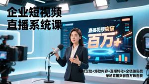 企业短视频直播系统课，账号定位+爆款内容+直播转化+全链路实战，单场直播突破百万销售额-LH资源分享网