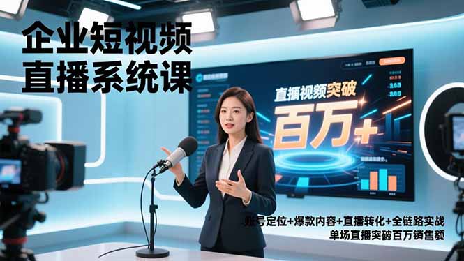 企业短视频直播系统课，账号定位+爆款内容+直播转化+全链路实战，单场直播突破百万销售额-LH资源分享网