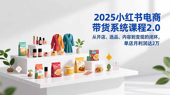 2025小红书电商带货系统课程2.0，从开店、选品、内容到变现的闭环，单店月利润达2万-LH资源分享网