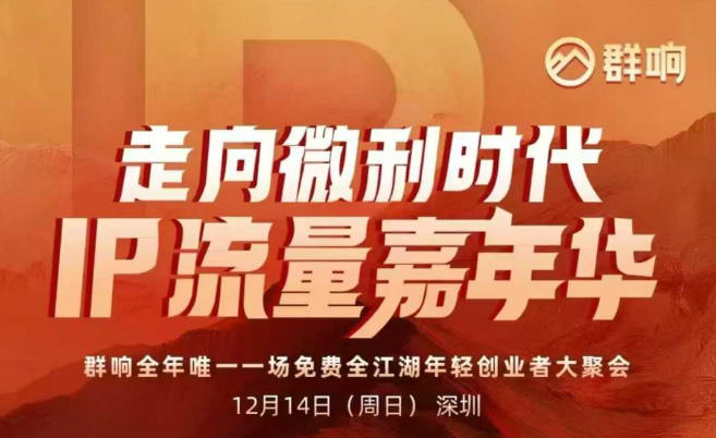 2025ip嘉年华万人12月14深圳线下课，走向微利时代，IP流量嘉年华，实操性极强的商业干货课-LH资源分享网
