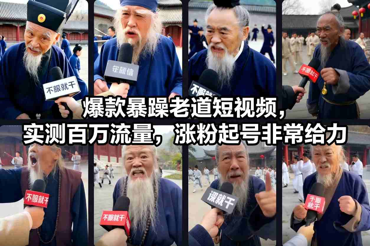 爆款暴躁老道短视频，实测百万流量，涨粉起号非常给力-LH资源分享网