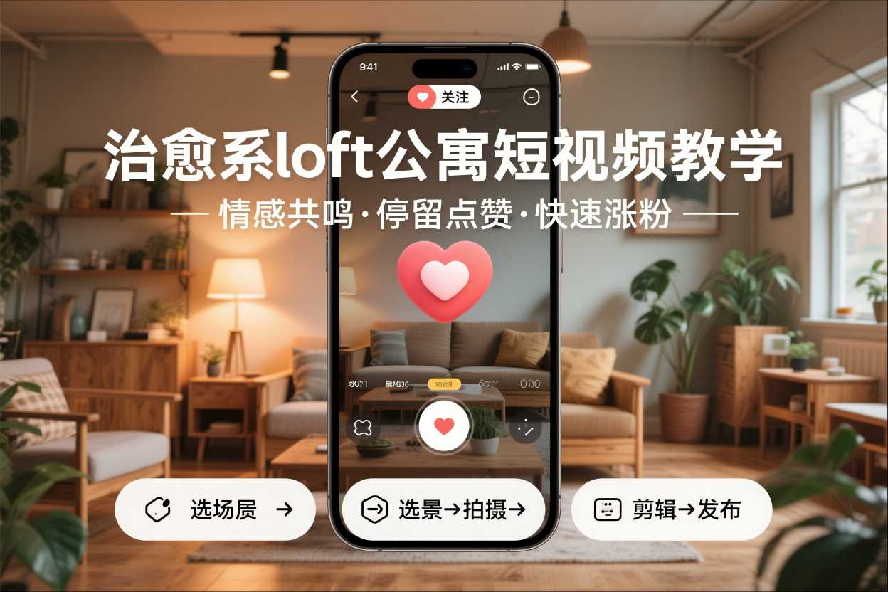 治愈系loft公寓短视频制作教学，情感共鸣引停留点赞关注，快速起号涨粉-LH资源分享网