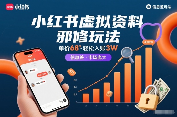 小红书虚拟资料邪修玩法，单价68，轻松入账3W，信息差玩法，市场庞大-LH资源分享网