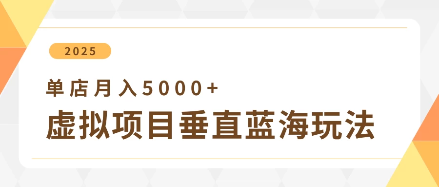 4月虚拟项目垂直玩法，冷门爆品+垂直蓝海，单店月入5000+-LH资源分享网
