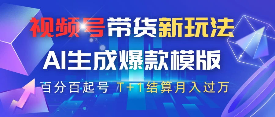 视频号带货新玩法，AI生成，百分百原创爆款模版，百分百起号，高佣商品T+1结算月入过万-LH资源分享网